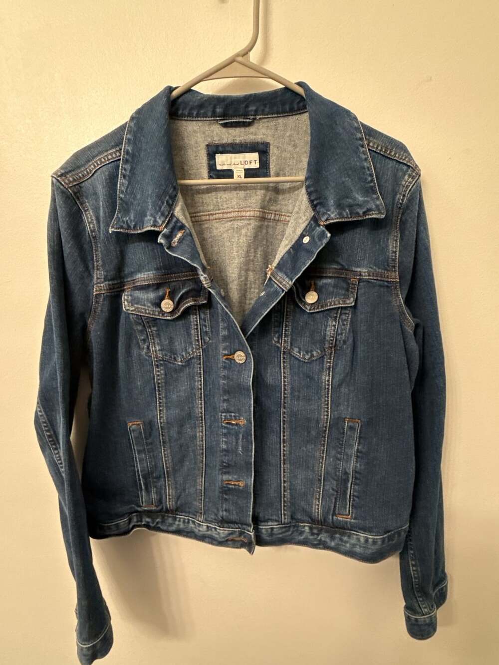 LOFT Made and Loved Women's Dark Wash Denim Jean Jacket Size XL